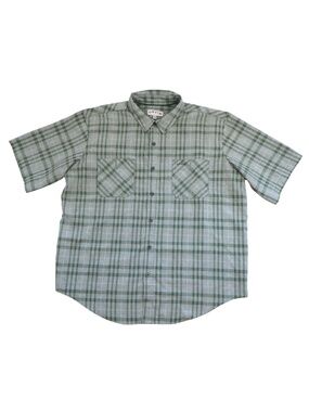 Orvis Plaid Button Up Shirt XXL Green Short Sleeve Casual Mens